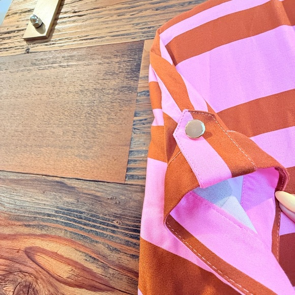 New Denmark ‘Una’ Pink and Brown Striped Midi Dress - Picture 6 of 7